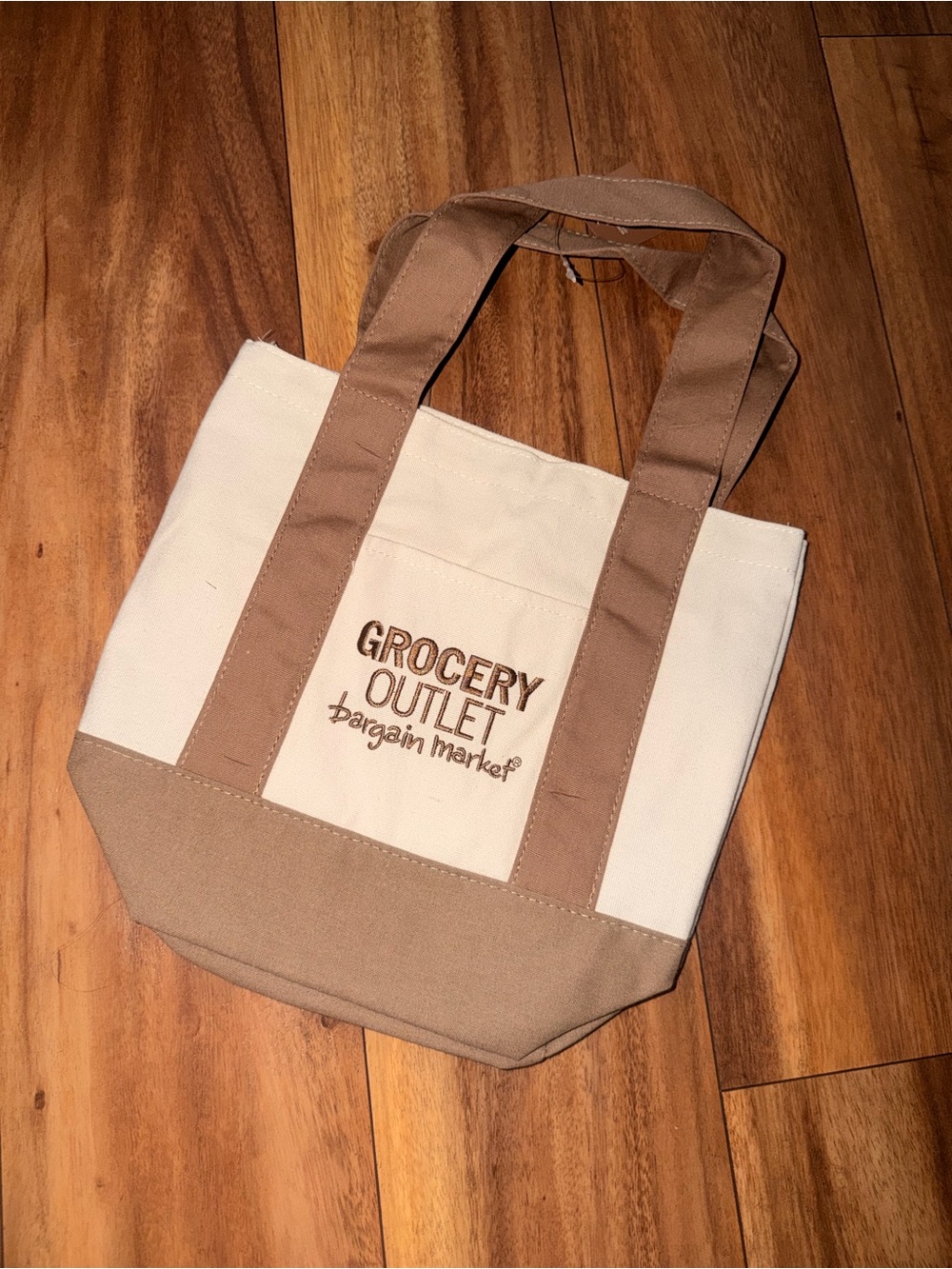 Grocery Outlet Beige & Cream Canvas Tote Bag